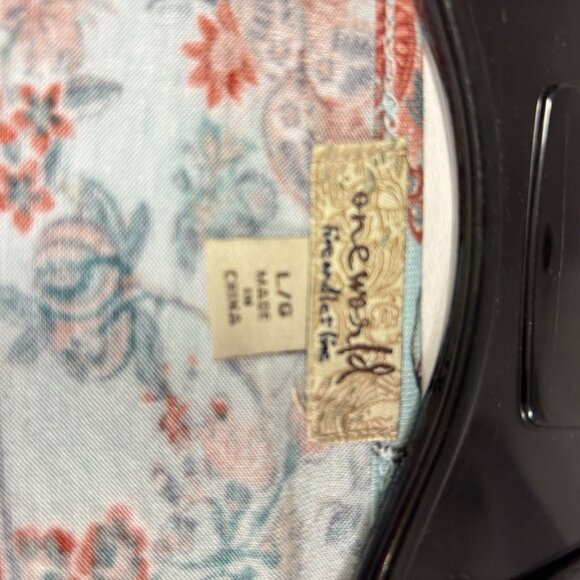 One World Live And Let Live Blouse Tunic Womens Large Flare Short Sleeve - Picture 13 of 16